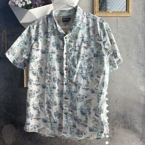 Eddie Bauer Men's Fishing Print Button Down Shirt